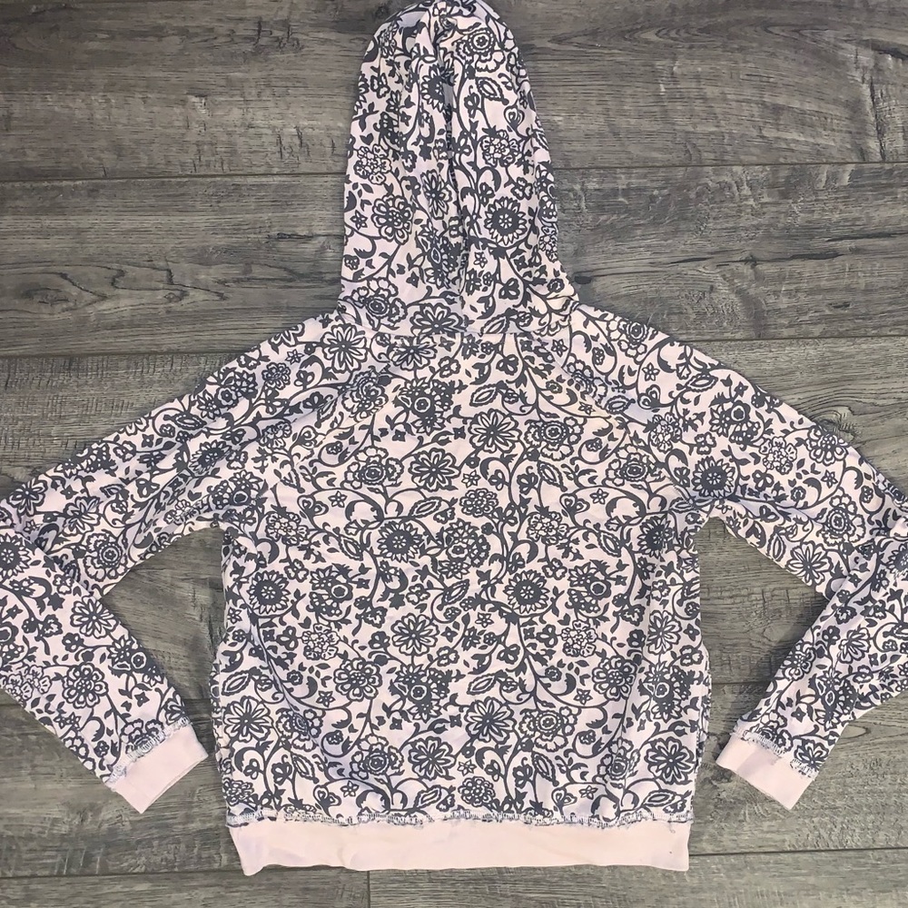 Aeropostale Baby Pink/Gray Floral Pull Over Hoodie - Picture 2 of 6